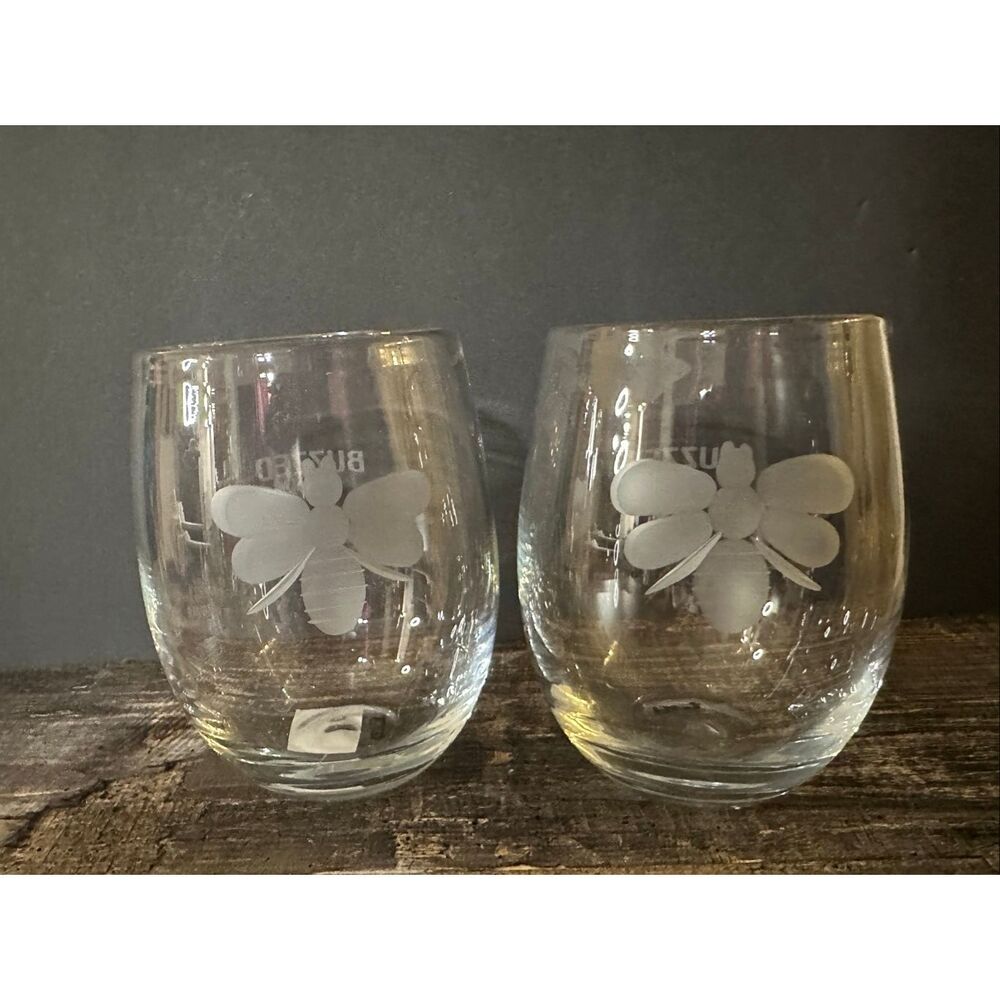 TAG Clear Buzzed Stemless Wine Glass Set of 2